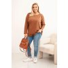 Dámská halenka Plus Size 6890 s kulatým výstřihem (Velikost 2XL/3XL, Barva Bordó)