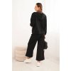 Dámský komplet ART0249 s širokými nohavicemi a mikinou na zip (Velikost UNI, Barva Černá)