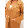 Dámský kabát ART0257 Plus Size s kapsami (Velikost UNI, Barva Béžová)
