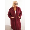 Dámský kabát Plus Size 21789 z viskózy bez zapínání a s kapsami (Velikost UNI, Barva Fialová)