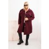 Dámský kabát ART0286 Plus Size s vlnou na knoflíky s kapsami (Velikost UNI, Barva Fialová)