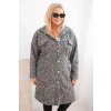 Dámský kabát ART0286 Plus Size s vlnou na knoflíky s kapsami (Velikost UNI, Barva Fialová)