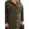 Dámský kabát ART0286 Plus Size s vlnou na knoflíky s kapsami (Velikost UNI, Barva Fialová)