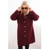 Dámský kabát ART0286 Plus Size s vlnou na knoflíky s kapsami (Velikost UNI, Barva Fialová)