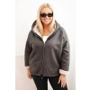 Dámská bunda Plus Size s kapucí a beránkem (Velikost UNI, Barva Šedá - tmavě)