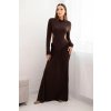 Dámské dlouhé šaty s viskózou a rolákem a odhalenými zády (Velikost UNI, Barva Bordó)