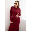 Dámské dlouhé šaty s viskózou a rolákem a odhalenými zády (Velikost UNI, Barva Bordó)