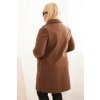 Dámský elegantní plášť Plus Size s límcem a velkými kapsami (Velikost UNI, Barva Hnědá)
