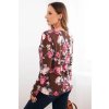 Dámská viskózová květinová blůza s dlouhým rukávem (Velikost UNI, Barva Hnědá)