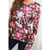 Dámská viskózová květinová blůza s dlouhým rukávem (Velikost UNI, Barva Hnědá)