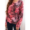Dámská viskózová květinová blůza s dlouhým rukávem (Velikost UNI, Barva Hnědá)