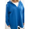 Dámská mikina zateplená Plus Size s kapucí a výstřihem do V (Velikost UNI, Barva Fialová)