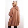Dámská mikina Plus Size zateplená s kapucí a zipem (Velikost UNI, Barva Hnědá)