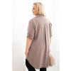 Dámské košilové šaty 22356 Plus Size s delší zadní částí a ohrnovacími rukávy (Velikost UNI, Barva Béžová)