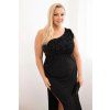 Dámská večerní šaty Plus Size na jedno rameno (Velikost UNI, Barva Černá)