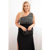 Dámská večerní šaty Plus Size na jedno rameno (Velikost UNI, Barva Hnědá)