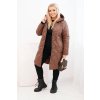 Dámská zimní prošívaná bunda Plus Size s kapucí (Velikost UNI, Barva Fialová)
