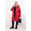Dámská zimní prošívaná bunda Plus Size s kapucí (Velikost UNI, Barva Červená)