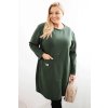 Dámské šaty Plus Size máslo s kapsou a rukávem 3/4 khaki (Velikost UNI, Barva Fialová)