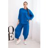Dámská tepláková souprava z silnějšího materiálu se širokými nohavicemi (Velikost UNI, Barva Modrá - tmavě)