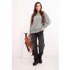 Dámská mikina z pružného bavlněného materiálu basic s kulatým výstřihem (Velikost S, Barva Šedá)