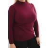 Dámský svetr Plus Size z viskózy s rolákem bordový (Velikost UNI, Barva Bordó)
