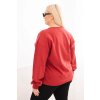 Dámská mikina s kroužkovým designem Plus Size bavlněná basic s kulatým výstřihem (Velikost XL, Barva Bordó)