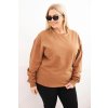 Dámská mikina s kroužkovým designem Plus Size bavlněná basic s kulatým výstřihem (Velikost XL, Barva Bordó)