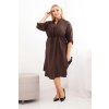 Dámské šaty Plus Size Plus4 s knoflíky a vázáním v pase (Velikost UNI, Barva Hnědá)