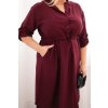 Dámské šaty Plus Size Plus4 s knoflíky a vázáním v pase (Velikost UNI, Barva Hnědá)