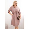 Dámské šaty Plus Size Plus4 s knoflíky a vázáním v pase (Velikost UNI, Barva Hnědá)