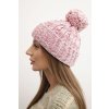 Dámská zimní čepice s bambulí z vlny K424 (Velikost UNI, Barva Růžová - světle)