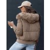 Dámská zimní bunda s kapucí COLDPACK Dstreet TY4427 (Velikost S, Barva Hnědá)