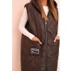 Dámská prošívaná vesta Plus Size s kapucí na zip mocca (Velikost UNI, Barva Hnědá)