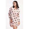 Dámská noční košile s dlouhým rukávem Srdce (Barva Růžová - světle, Velikost M)