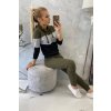 Barevná pruhovaná souprava khaki+šedá (Velikost UNI, Barva Zelená)