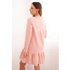 Šaty 66188 s volánem midi (Velikost UNI, Barva Růžová)