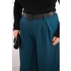 Dámské kalhoty Plus Size s širokou nohavicí a páskem (Velikost UNI, Barva Zelená)