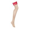 Punčochy na podvazkový pás Obsessive Lacelove stockings (Velikost XS/S, Barva Červená)