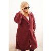 Dámský kabát Plus Size s vlnou a velkým límcem (Velikost UNI, Barva Bordó)