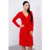 Šaty s klopou a vázáním v pase v červené barvě (Velikost S, Barva Červená)