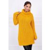 Svetr, šaty s rolákem hořčicové barvy dlouhý (Velikost UNI, Barva Žlutá)