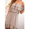 Dámské šaty s odhalenými rameny a prodlouženými zády (Velikost UNI, Barva Béžová - tmavě)