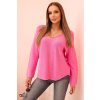 Dámský svetr IT88 s viskózou a výstřihem do V (Velikost UNI, Barva Růžová)