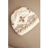 Dámská zimní čepice z vlny a s barevným vzorem K478 ecru (Velikost UNI)
