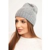 Dámská zimní čepice z vlny a s geometrickým vzorem K479 ecru (Velikost UNI, Barva Tělová)
