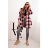 Dámský kabátek s dlouhým rukávem v károvaném vzoru červená (Velikost UNI)