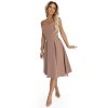 Numoco VIVIENNE midi šaty s korzetem a rozšířenými ramínky pro zvláštní příležitosti - béžové 641-2 (Velikost XS, Barva Béžová)