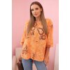 Dámská oversize halenka 25290 s ohrnutým rukávem (Velikost UNI, Barva Oranžová)