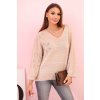 Dámský svetr IT92 z mohairu volného střihu s výstřihem do V (Velikost UNI, Barva Smetanová)